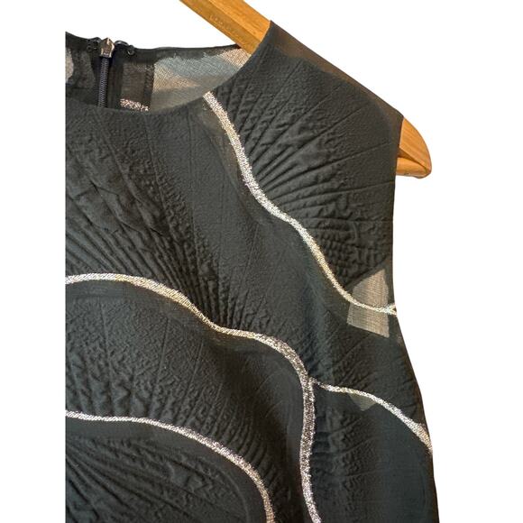 Talbot Runhof Black Gold Metallic Cocktail Dress Size 12 A-Line Sleeveless - Picture 8 of 12